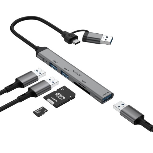 Rixus RXHU05 USB Type C 2-1 Hub Multiport Adapter