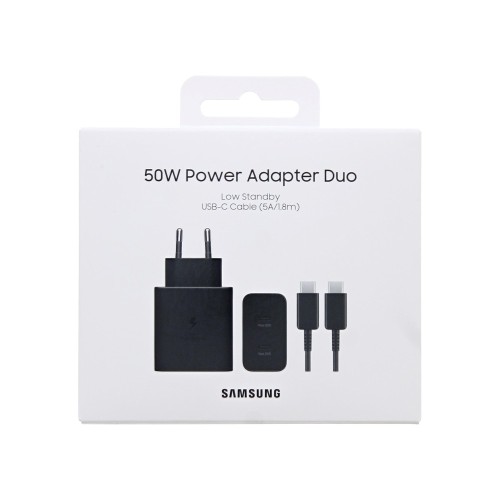 Samsung Charger 50W 2 ports (USB-C) With Cable Type-C To Type-C Black Service Pack EP-T5020XBEGEU