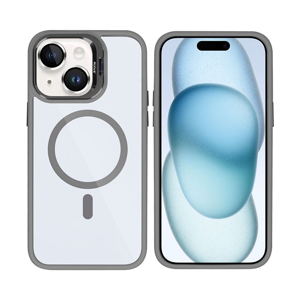 Rixus Classic 03 Case With MagSafe For iPhone 15 Titanium Grey