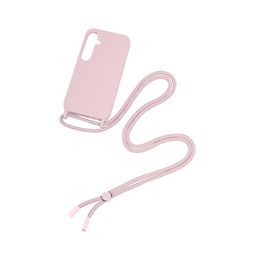 Rixus For Samsung Galaxy A35 5G TPU Necklace Cord Cover Pink